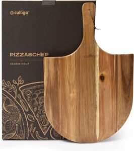 Culligo Pizzaschep voor BBQ en Oven - Pizzaspatel - Serveerplank - Ophanglus - Acacia hout - 56 cm x 36 cm x 1.2 cm