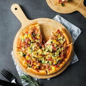 Decopatent® Bamboe Pizzaschep voor Pizza's Ø25 Cm - Pizzaplank met handvat - Pizzaborden - Oven - Bbq - Serveerplank