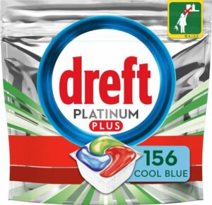 Dreft Platinum Plus All In One Cool Blue - Voordeelverpakking 4x39 stuks - Vaatwastabletten