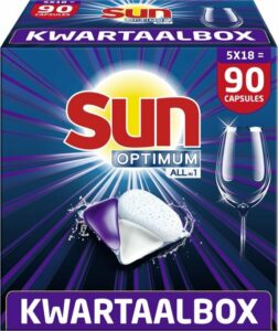 Sun Optimum All-in 1 Regular Capsules – 90 vaatwastabletten – Kwartaalbox