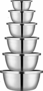 Mengkommen Set – RVS – Set van 6 – Multifunctionele Mixing Bowls – Beslagkommen – Bekkens – Slakom set – Beslagkom – De perfecte kitchen essential voor je keuken