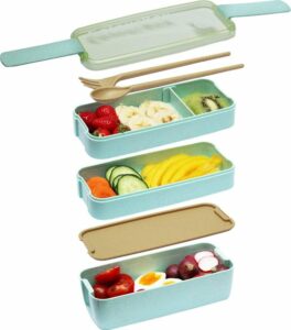 ColourFam® Groene Lunchbox - Duurzaam en Ecologische Bento Lunchbox - Inclusief Bestek