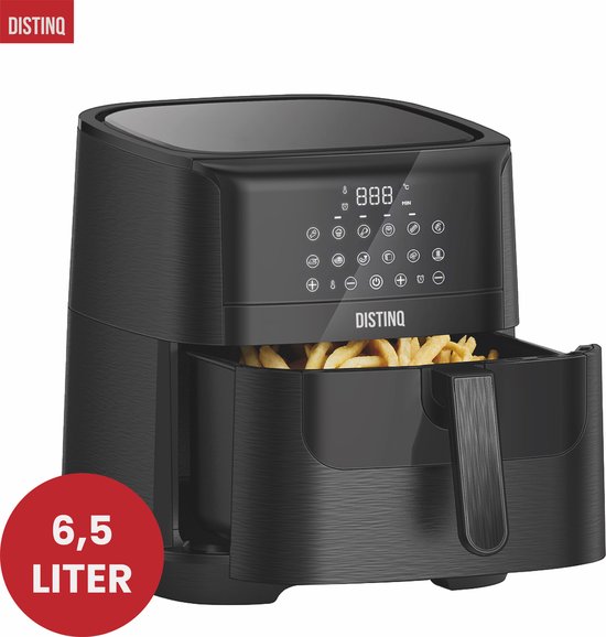 DistinQ Heteluchtfriteuse XXL AirFryer - 1800Watt - Inhoud 6.5 liter - Zwart