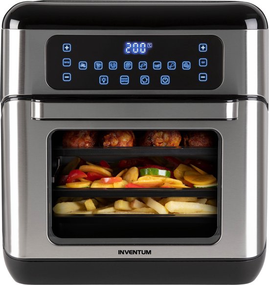 Inventum GF1200HLD - Airfryer oven - Heteluchtfriteuse met roterende mand - Inhoud 12 liter - Zwart/RVS