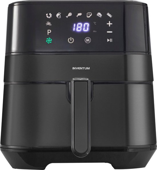 Inventum GF500HLDB - Airfryer - Heteluchtfriteuse - Inhoud 5 liter - Zwart/RVS