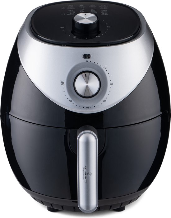 Just Perfecto Airfryer XL 3.2L - 1400W - Heteluchtfriteuse Met Grilplaat - Timer- Air Fryer Zonder Olie - Braden - Grillen - Bakken - Roosteren én Frituren Air Fryer XXL - 9 voorgestelde Programmaʼs