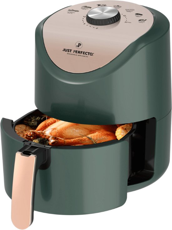 Just Perfecto Airfryer XL 3.5L - 1200W - Heteluchtfriteuse Met Grilplaat - Air Fryer Zonder Olie - Braden - Grillen - Bakken - Roosteren én Frituren - 7 Programmaʼs - Vaatwasserbestendig Airfryers