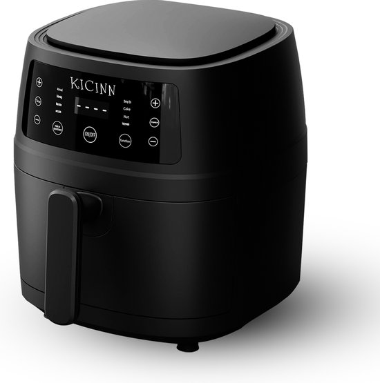 Kicinn Airfryer - Airfryer XXL - Heteluchtfriteuse - 6 Liter - 1350 W - Onbewerkte industriële mat zwarte look