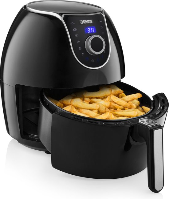 Princess 182055 Digitale Family Airfryer XXL - Heteluchtfriteuse - 5.2 liter - Inclusief gratis bakvorm - 8 voorgeprogrammeerde programmaʼs -High Speed Air Convention Technology