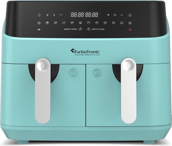 TurboTronic DAF5 Dubbele Airfryer XXL - Heteluchtfriteuse - 9 Liter - Turquoise