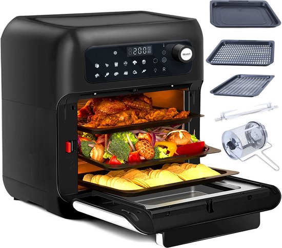 Uten TXG-TM10L Digitale Airfryer Oven - Heteluchtfriteuse met roterende mand - Inhoud 10 liter - airfryer oven xxl - Incl Extra tools en receptenboekje